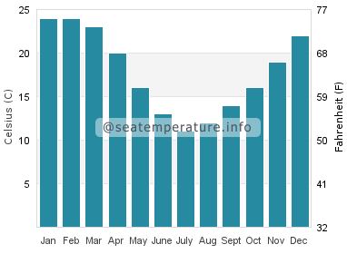 Water temperature in Playa Pinar