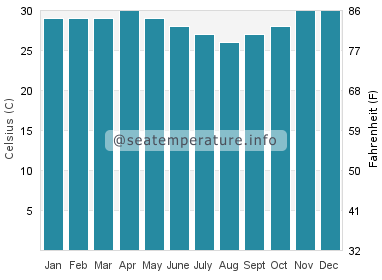 Water temperature in Saumlaki