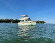 yacht at anchor in Cooks Bay