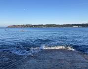 High water, 39’ tide. Ouaisne Bay, Jersey. Lovely sandy beach.