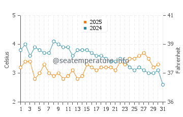 Wassertemperatur Álftanes im Januar