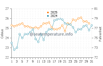 Angourie water temp chart in January