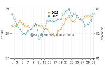 Temperature dell'acqua ad Antunes a gennaio