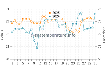 Austinmer water temp chart in January