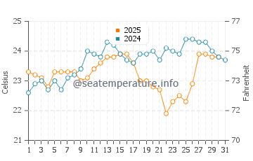 Avoca Beach water temp chart in January
