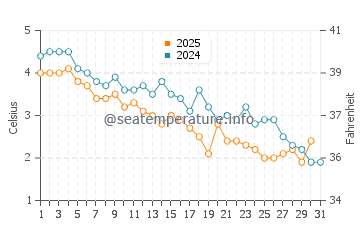 Temperature dell'acqua a Bayswater a gennaio