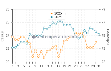 Blue Lagoon Island water temp chart in January