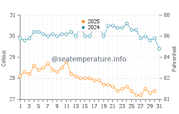 Temperature dell'acqua a Bonriki a gennaio