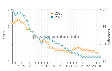 Wassertemperatur Brevort im Januar