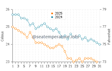 Temperatura del agua en Bukha en enero