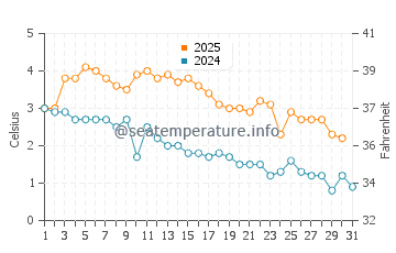 Temperature dell'acqua a Burgeo a gennaio