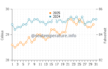 Temperature dell'acqua a Cabedelo a gennaio