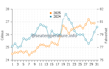 Temperature dell'acqua a Cachoeira do Bom Jesus a gennaio