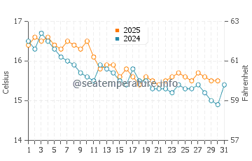 Cala Mitjana water temp chart in January