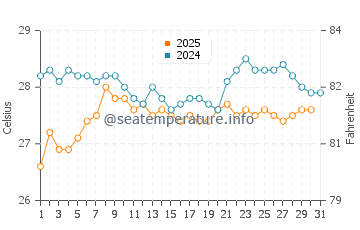 Temperature dell'acqua a Caleta de Campos a gennaio