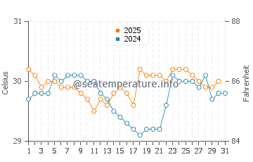 Cape Tribulation water temp chart in January