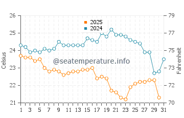 Wassertemperatur Cham Inseln im Januar