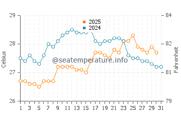 Temperature dell'acqua a Conceicao da Barra a gennaio