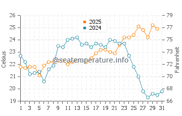Temperature dell'acqua a Costa de Oro a gennaio