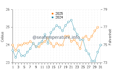Cottesloe water temp chart in January