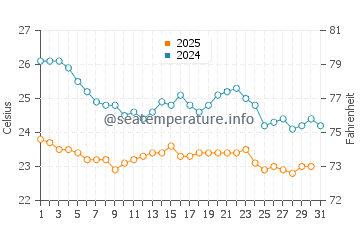 Daedalus Reef water temp chart in January
