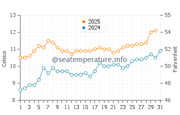 Wassertemperatur Fox Bay im Januar
