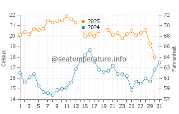 Wassertemperatur Gansbaai im Januar