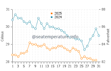 Temperatura vode u Gili Air u siječnju