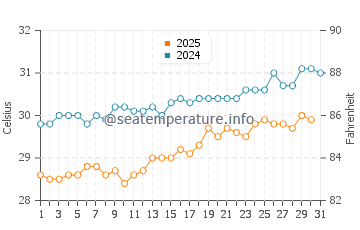 Temperatura da água em Golfito em janeiro