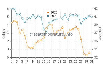 Temperature dell'acqua a Höfn a gennaio
