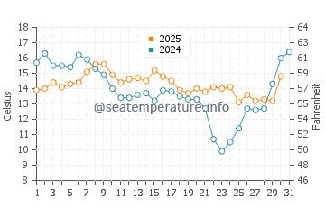 Temperature dell'acqua a Iloca a gennaio