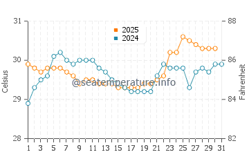 Temperature dell'acqua a Innisfail a gennaio
