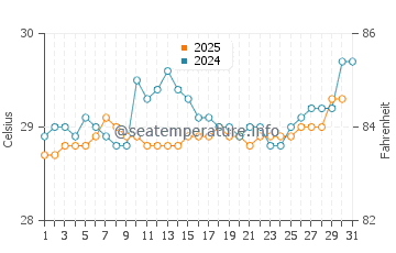 Temperatura vode u Kuta u siječnju
