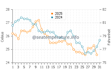 Temperatura del agua en Lechería en enero
