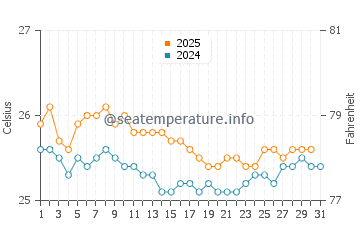 Magic Sands water temp chart in January