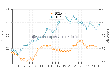 Marsden Point water temp chart in January
