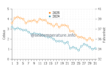 Temperature dell'acqua a Marystown a gennaio