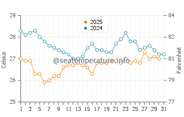 Temperature dell'acqua a Mascota a gennaio