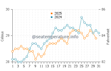 Temperature dell'acqua a Naiwe Beach a gennaio