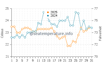 Narrabeen water temp chart in January