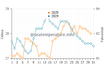 Temperature dell'acqua a Nova Vicosa a gennaio