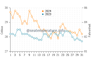 Temperatura del agua en Palawan en enero