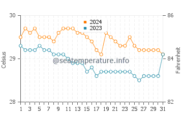 Palimbang water temp chart in January