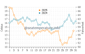 Palm Harbor water temp chart in January