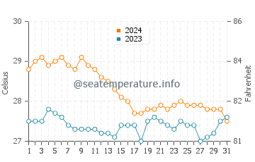Temperature dell'acqua a Cervantes a gennaio