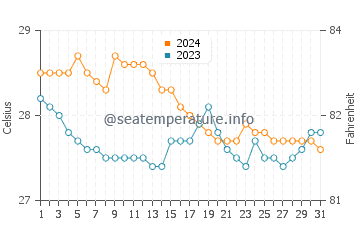 Temperatura del agua en Pines en enero