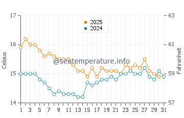 Temperatura del agua en Playa de San Juan en enero