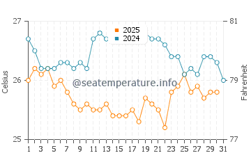 Temperature dell'acqua a Playa Santa Lucia a gennaio