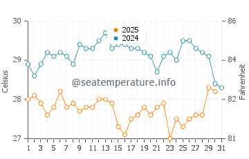 Temperature dell'acqua a Playa Ventanas a gennaio