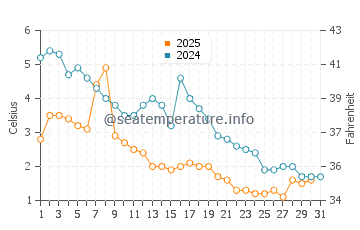 Porter Beach water temp chart in January